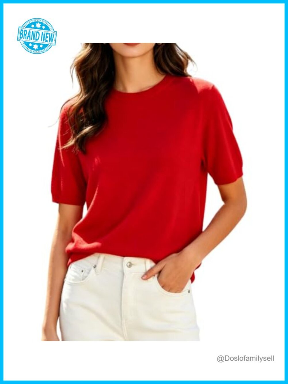 Women's Short Sleeve Crewneck Knit Pullover Sweater